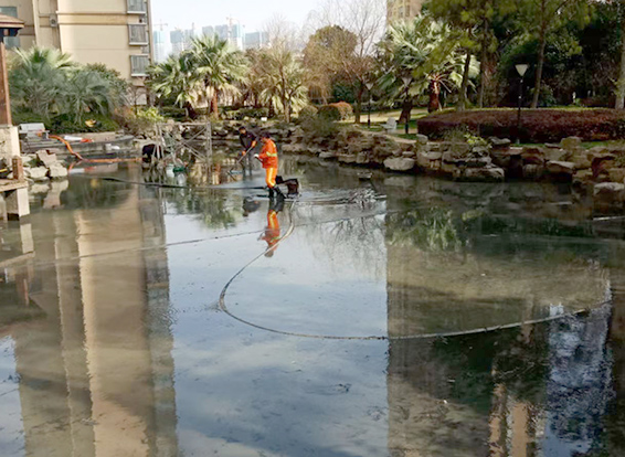 彭市镇景观池淤泥清理